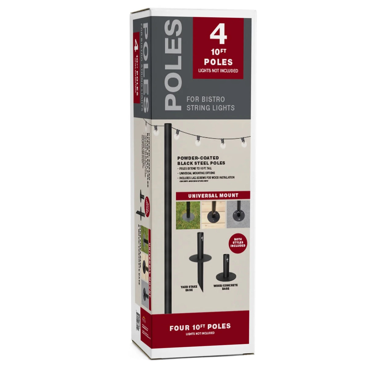 Bistro String Light Poles 4 Pack Extends to 10 Feet B50808