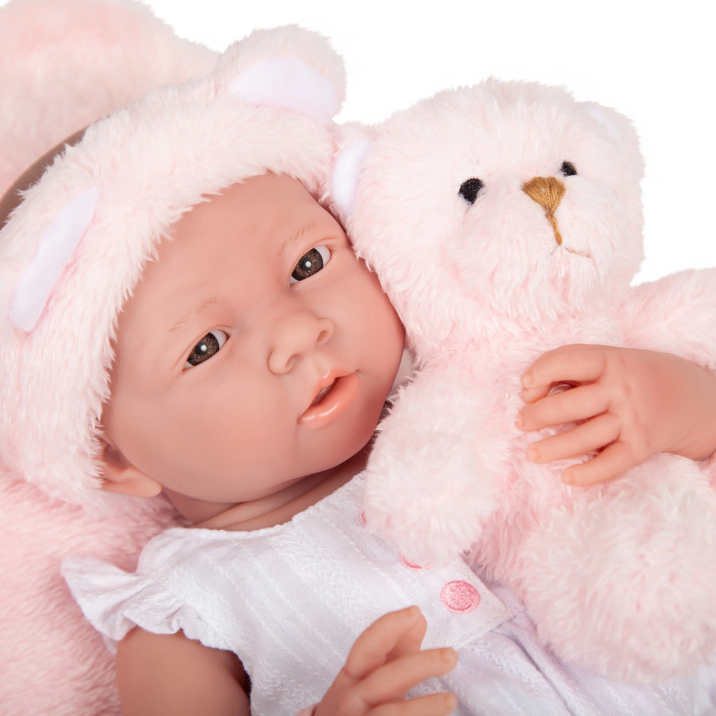 15 inch All-Vinyl Baby Doll In Pink And White With Deluxe Accessories K37770