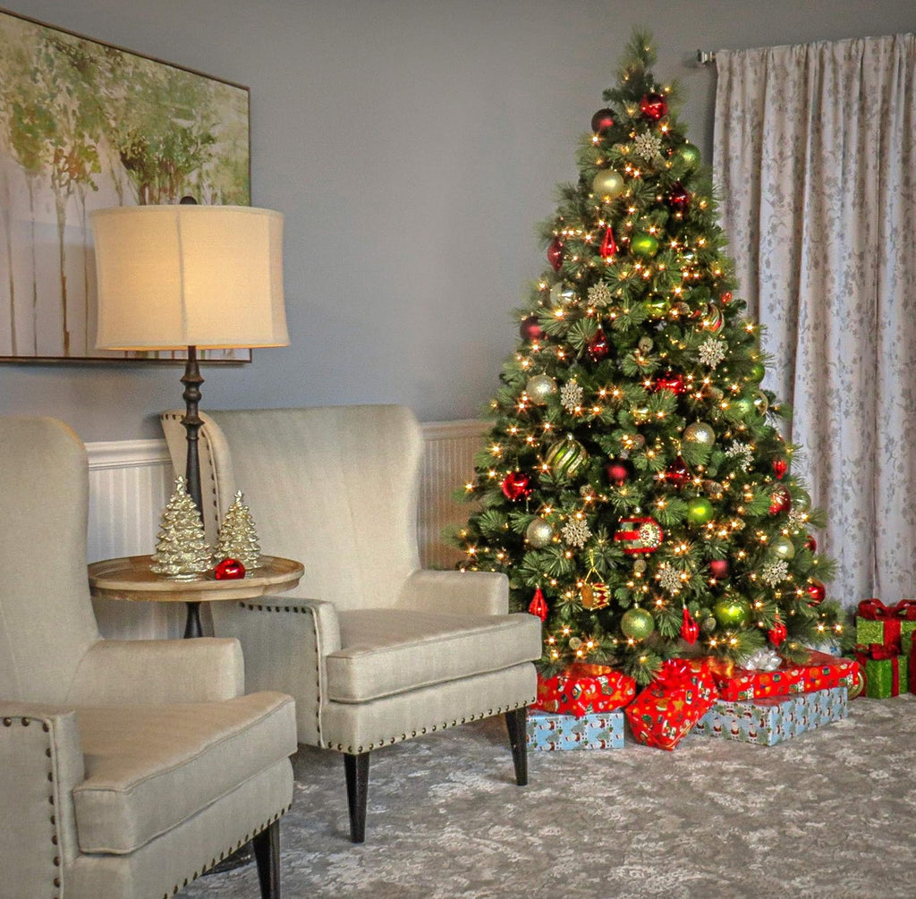 7.5 Foot Artificial Prelit Christmas Tree with Clear Lights H24080