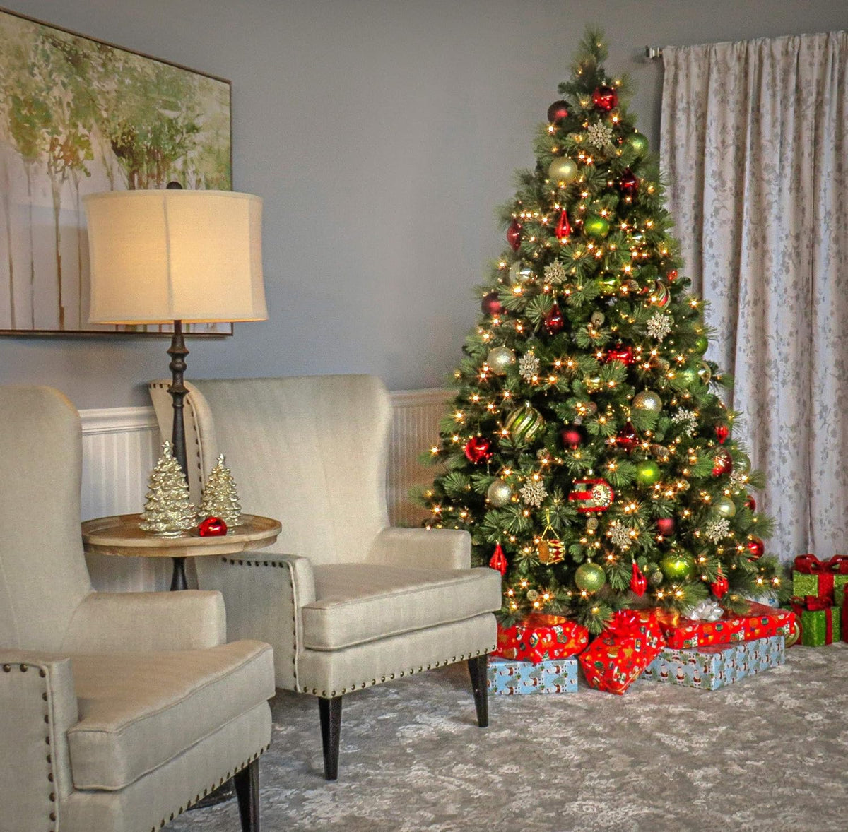 7.5 Foot Artificial Prelit Christmas Tree with Clear Lights H24080