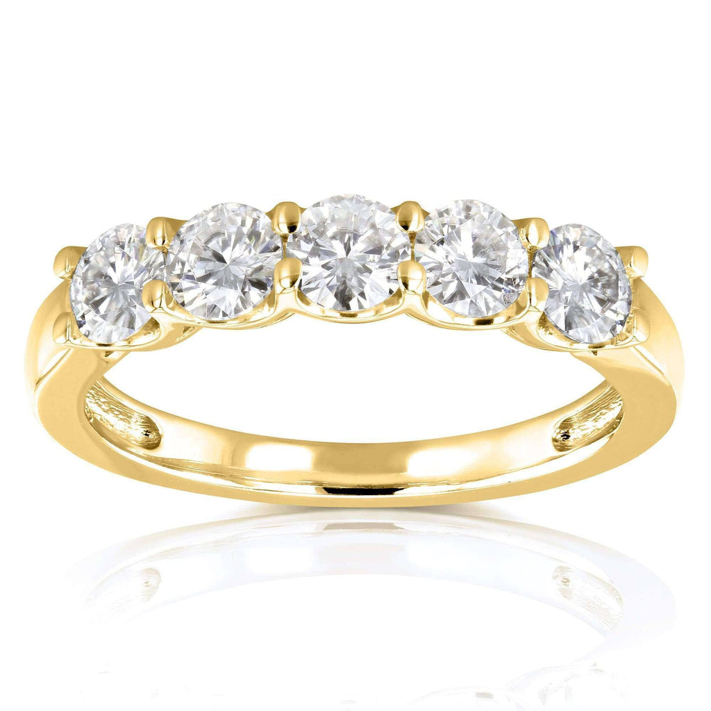 4/5 Carat Round Brilliant Moissanite Wedding Band in 14K Yellow Gold J835