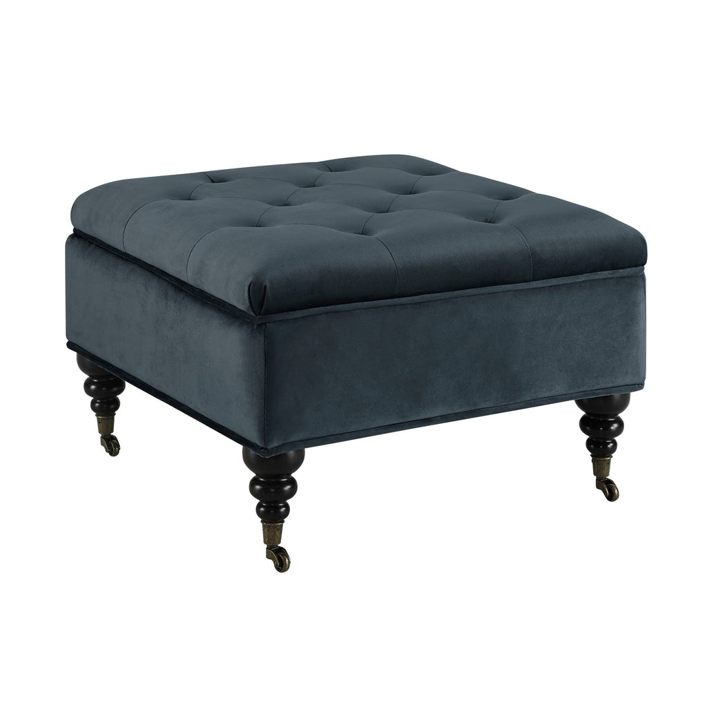 Blue Tufted Storage Ottoman with Casters R40801