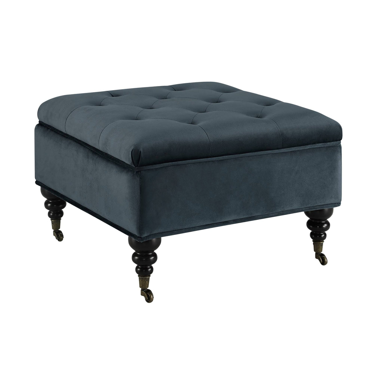Blue Tufted Storage Ottoman with Casters R40801