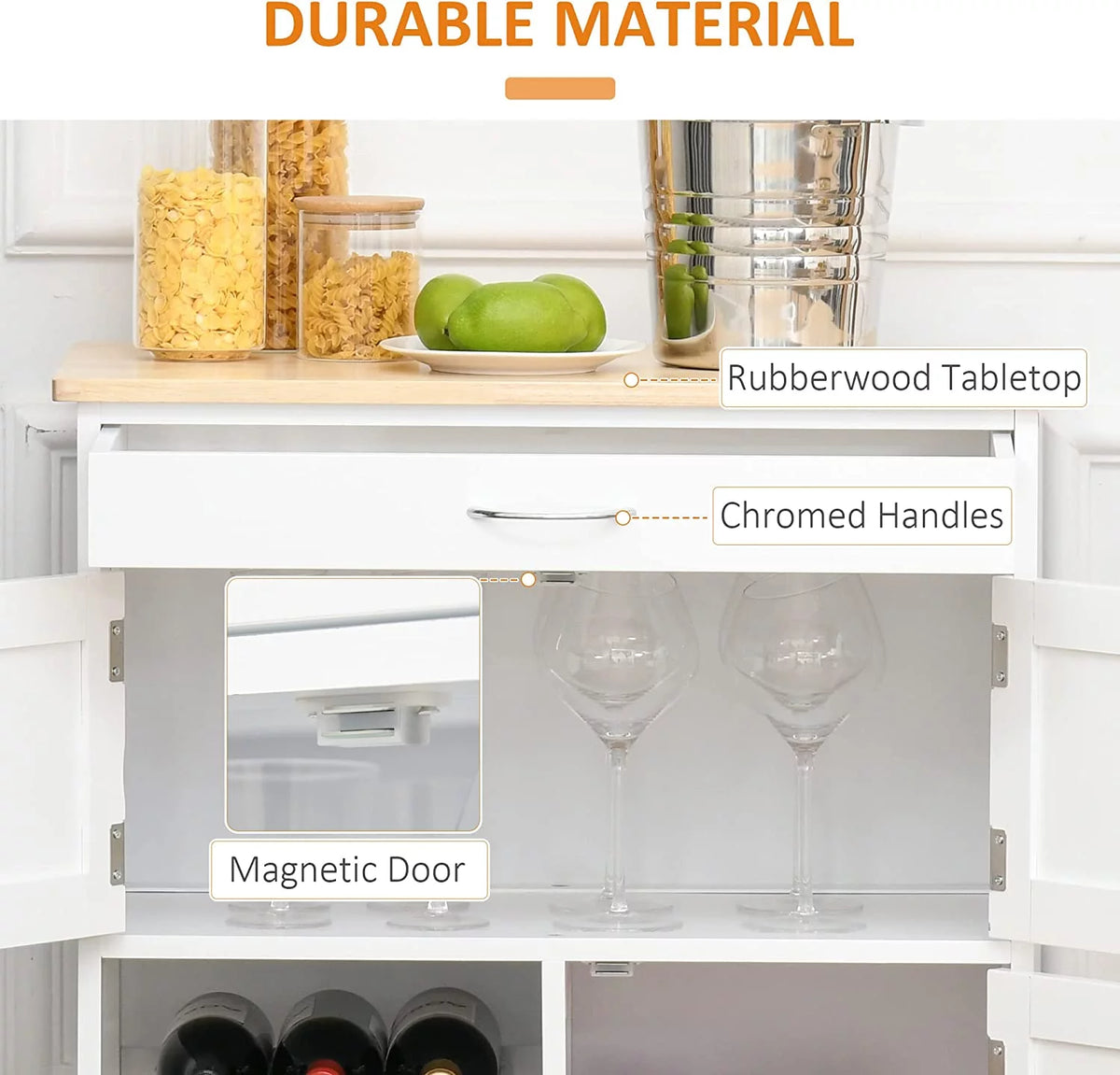 Rolling Kitchen Island with Wine Rack and Drawer B137