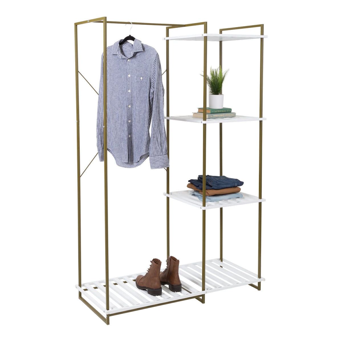 Freestanding Open Metal Closet Wardrobe with 4 Shelves C904652