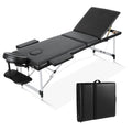 Portable Height Adjustable 3 Sections Wooden Massage Table with Face Hole and Carrying Bag Q204191