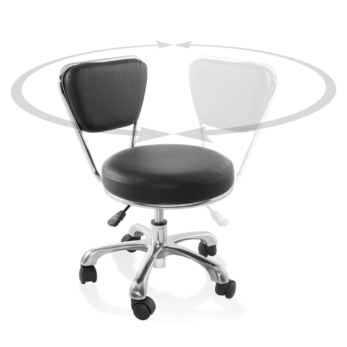 Adjustable Rolling Salon Stool with Backrest S338