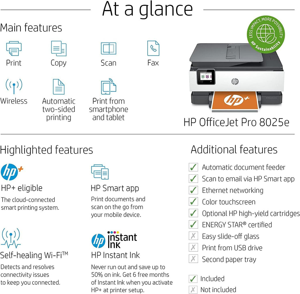 HP OfficeJet Pro 8025e All-in-One Wireless Color Inkjet Printer M4380