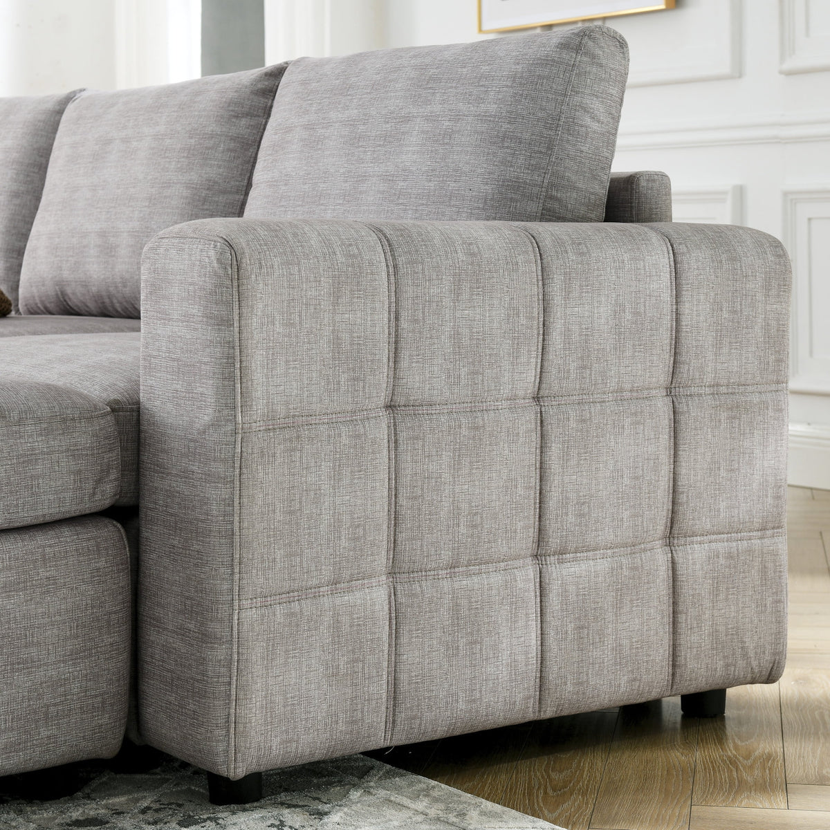 L Shaped Upholstered Modular Sectional Sofa B19564