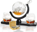 Globe Whiskey Decanter Set with 2 Etched Whisky Glasses and Whiskey Stones 850ml A940