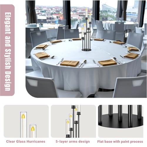 Black 5 Head Glass Cylinders Metal Candelabra F264413