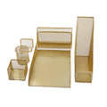 Gold Mesh Metal 6 Piece Set Desktop Organizers and Accessories O2366