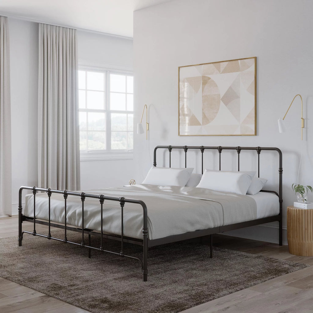 King Gray Metal Bed W33615