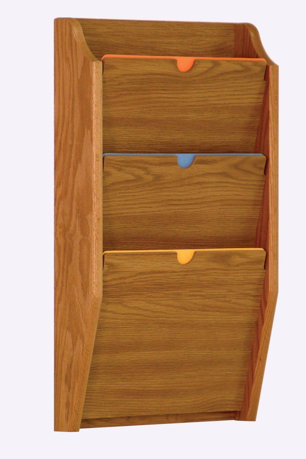 Wooden Mallet 3 Pocket Privacy Letter Size Chart Holder - HIPAA Compliant Medium Oak O732