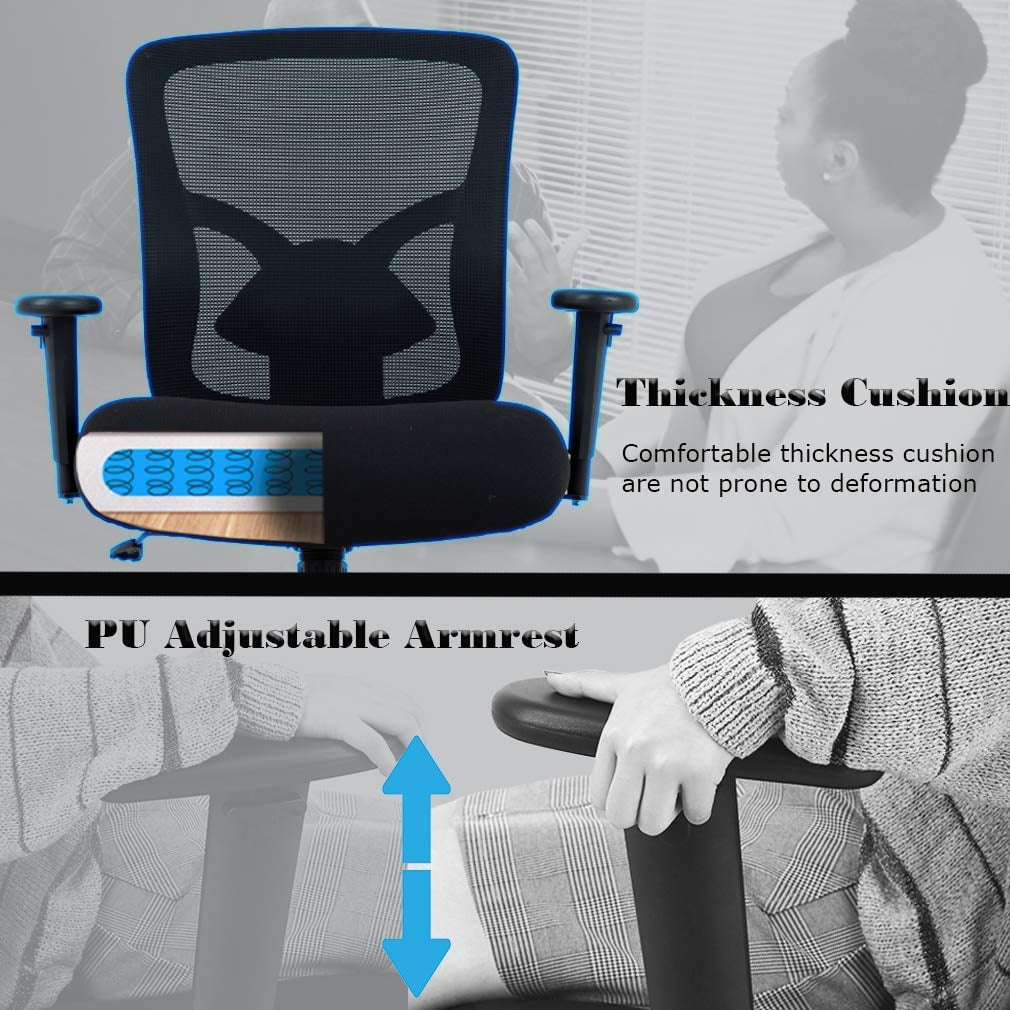 Black Mesh Ergonomic Office Chair 400 lbs with Wheels and Adjustable Arms Y86142