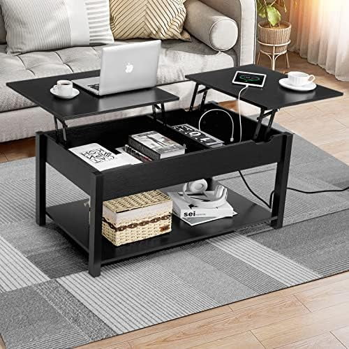 42.5" Lift Top Coffee Table with Hidden Compartment and USB Ports V36148