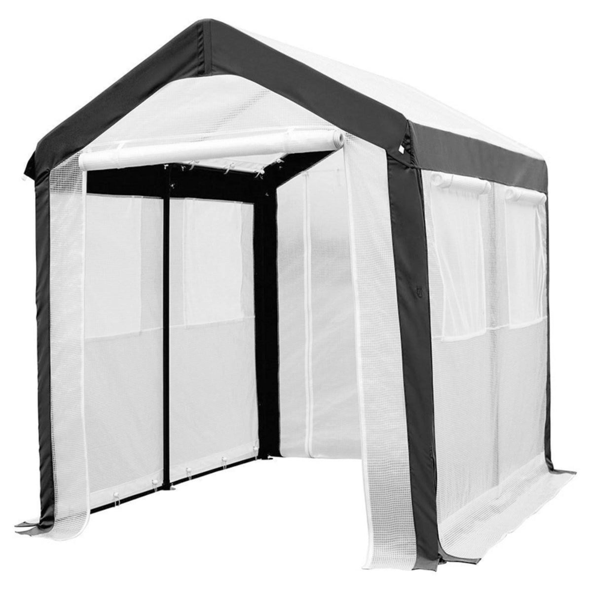 White 6 x 8 ft Walk in Greenhouse with Windows E2808