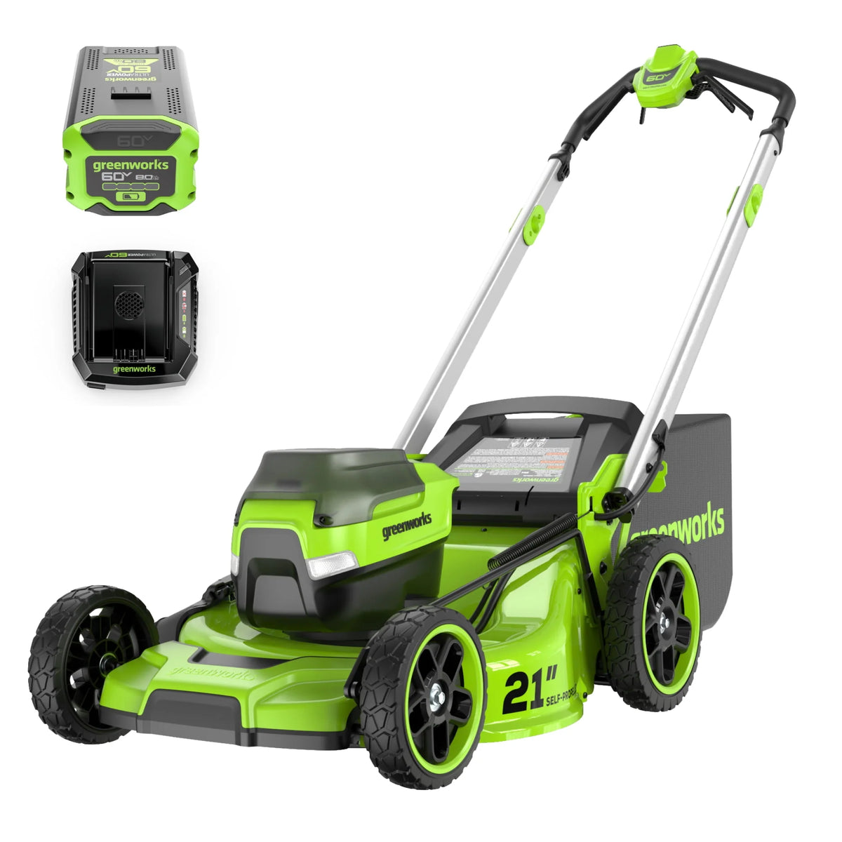 60V 21 Self Propelled Lawn Mower with 8.0 Ah Battery & Rapid Charger U415