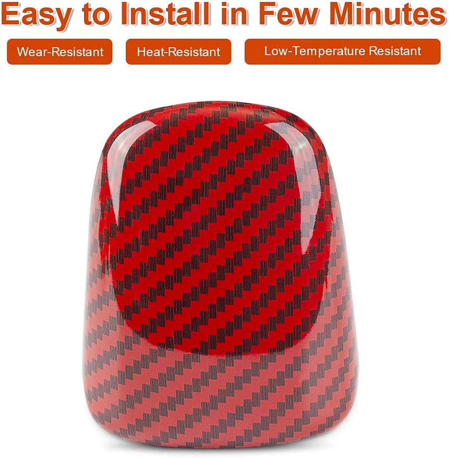 Red Carbon Fiber Gear Shift Knob Cover Trim Q831902