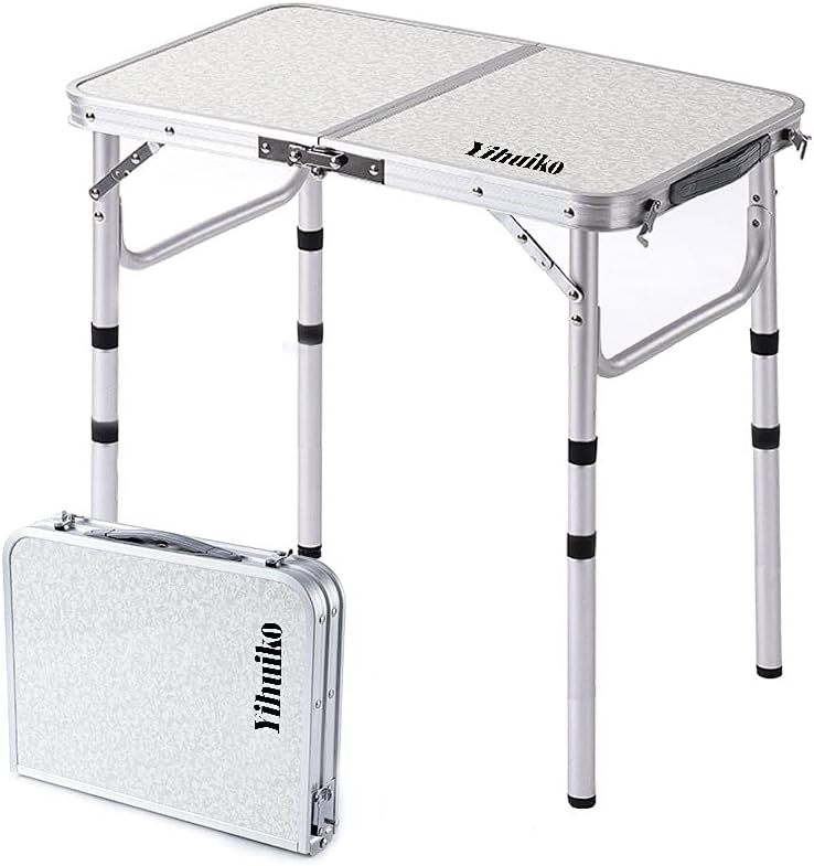 Adjustable Height Portable Folding Camping Table with Aluminum Legs E27395