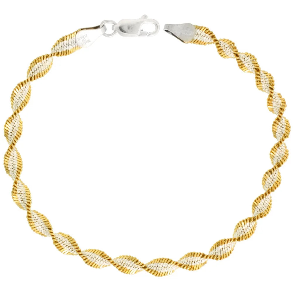Two Tone Twisted Herringbone Chain Necklace 5mm M813
