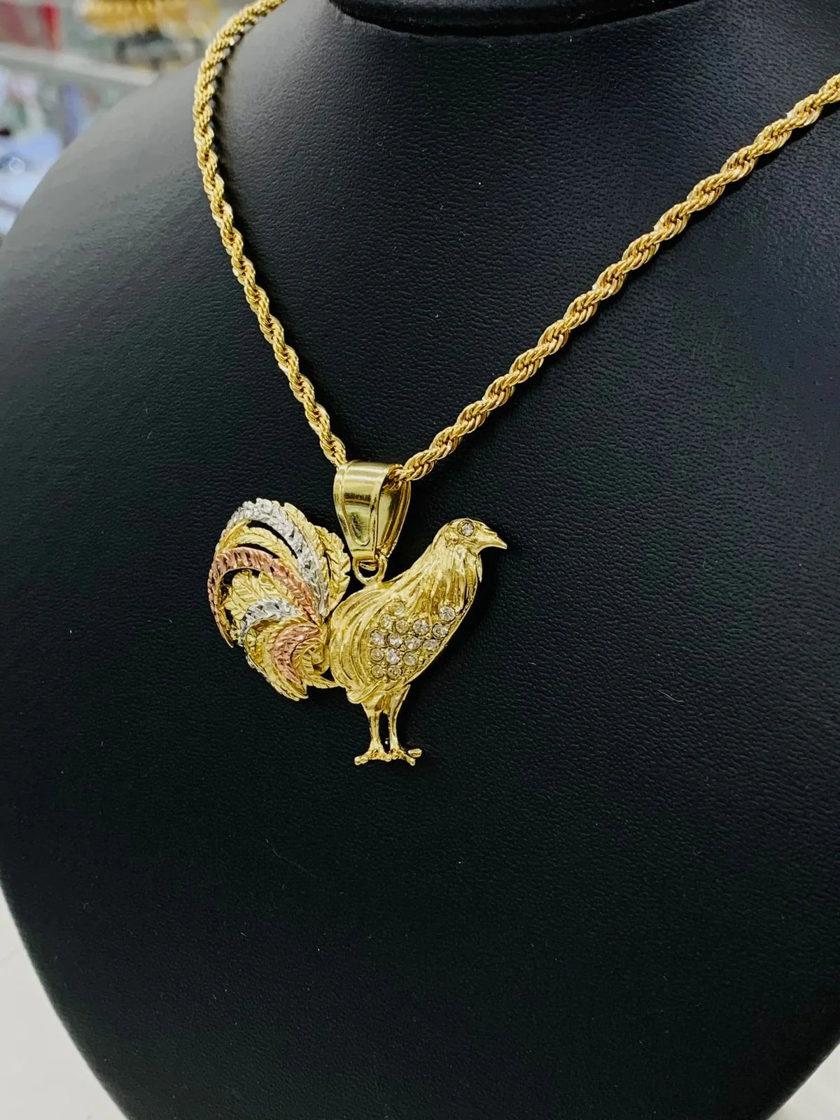 18K Gold Filled Chicken Rooster Pendant Necklace 24" G92936