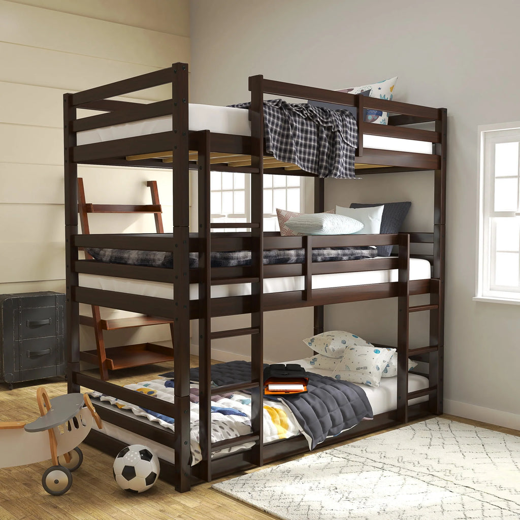 White Wood Convertible Bunk Bed J973