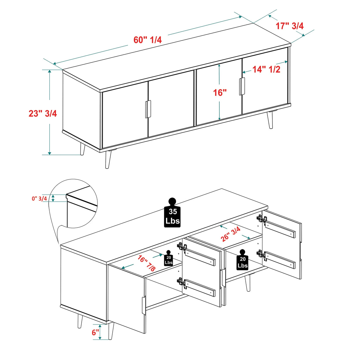4-Door Walnut TV Stand D690864