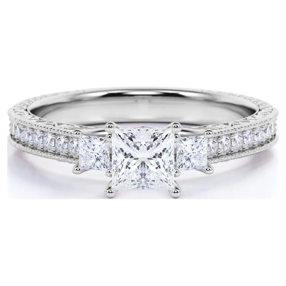 10K White Gold Princess Cut Diamond Engagement Ring Z18298