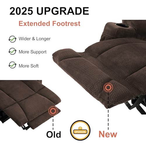Brown Fabric Power Recliner Chair with Heat and Vibration Massage L642106