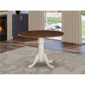 42 in. Round Rubber Wood Walnut Dining Table with Drop Leaves W105
