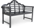Black Acacia Wood Outdoor Bench with Backrest and Armrests L99001