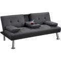 Dark Gray Tufted Fabric Convertible Futon Sofa Bed N82438