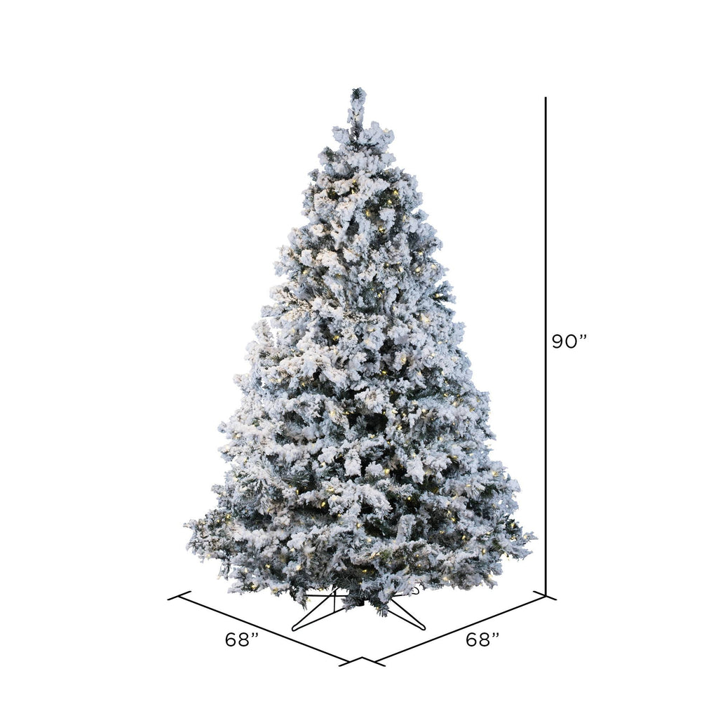 7.5 ft Flocked Alaskan Tree with 900 Warm White LED Lights T4549