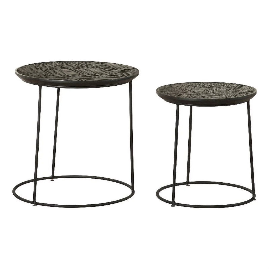Round Wood Top Nesting Table in Matte Black A273472