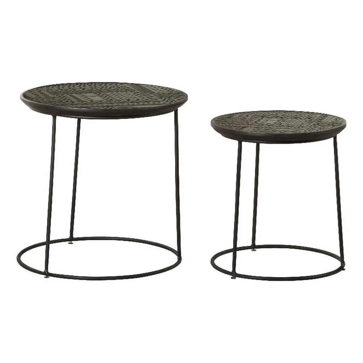 Round Wood Top Nesting Table in Matte Black A273472