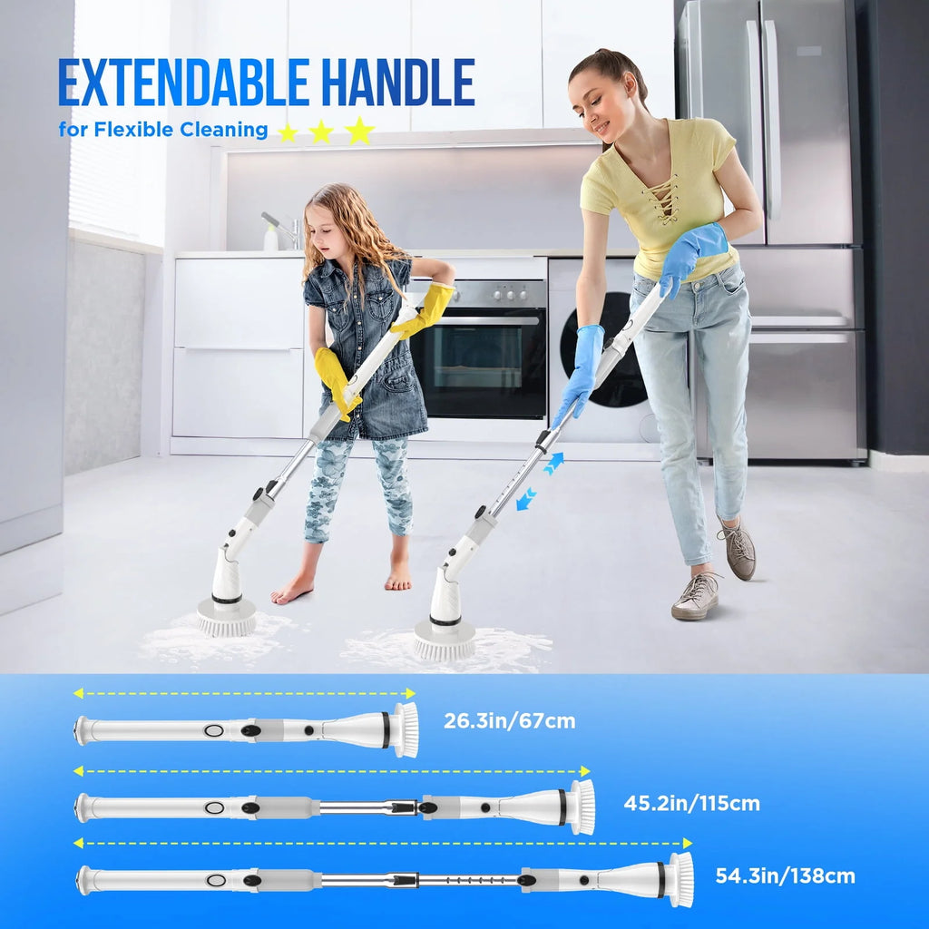Cordless Electric Spin Scrubber with 4 Heads D7466