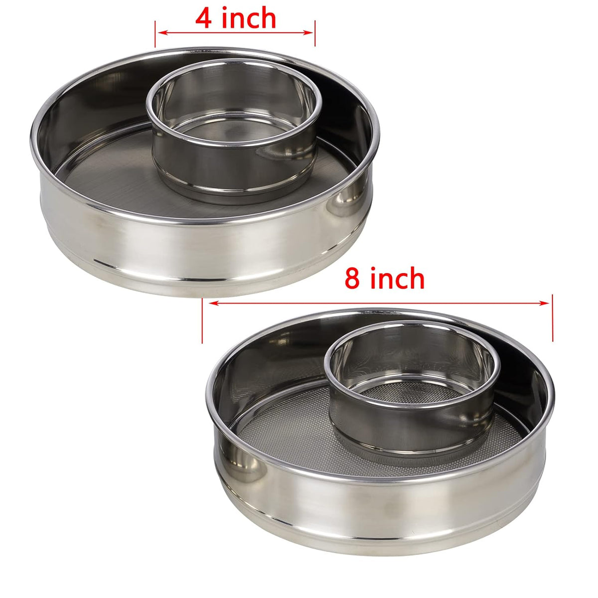 800 Mesh 8'' Diameter 304 Stainless Steel Test Sieve Pack of 2 O759907