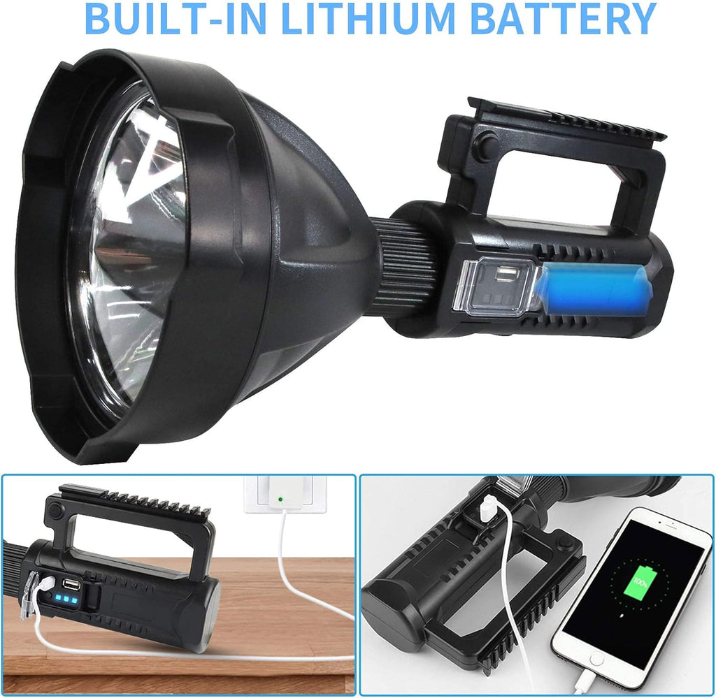 Rechargeable LED Spotlight Flashlight 90000 High Lumens IPX5 Waterproof N847
