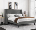 Queen Size Light Grey Upholstered Platform Bed Frame Y1821