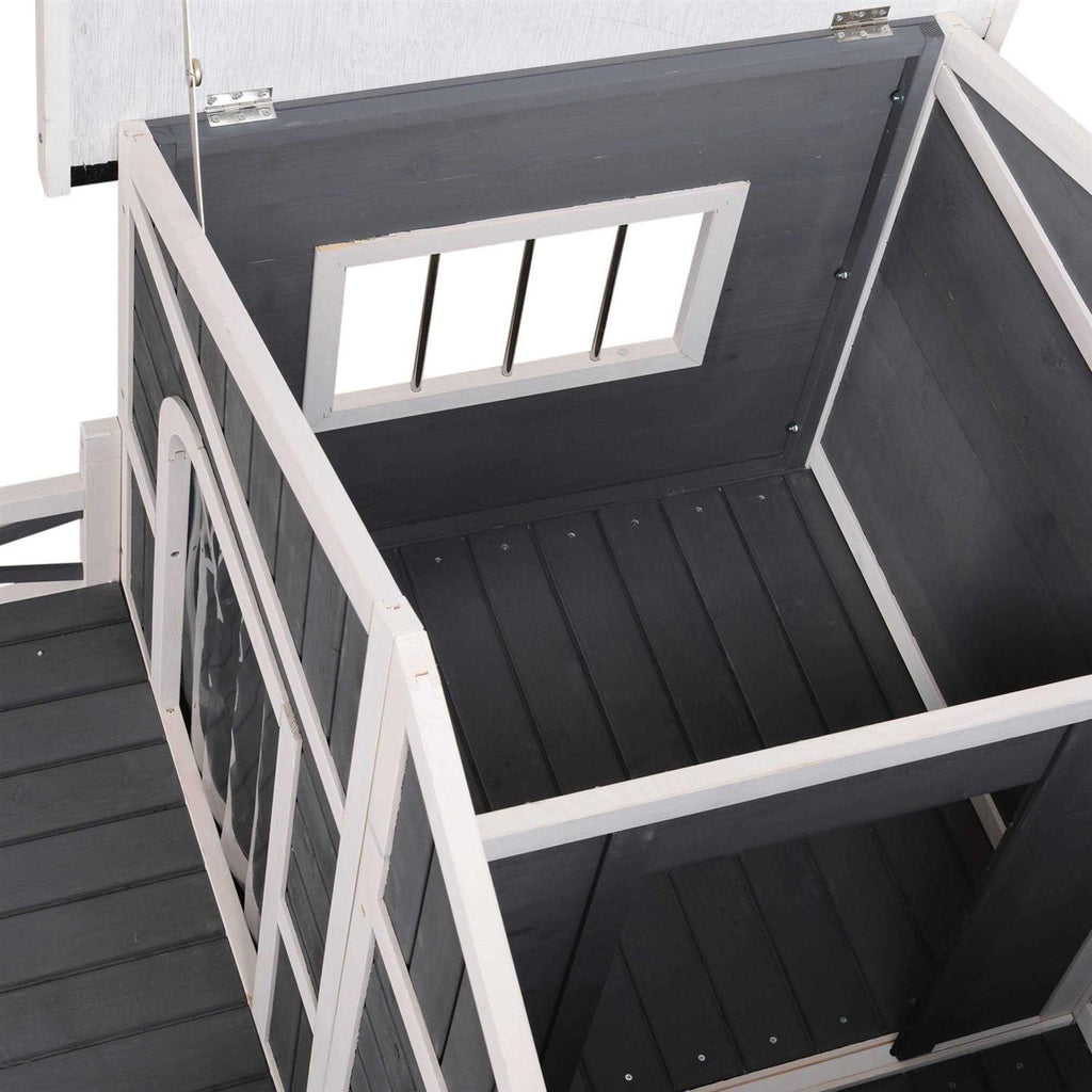 Large Wood Dog House with Porch Deck T5800