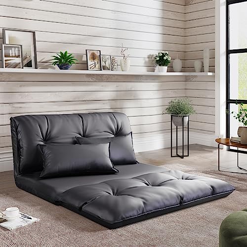 5-Position Folding Chaise Lounge with Adjustable Back & Steel Frame Black H2270