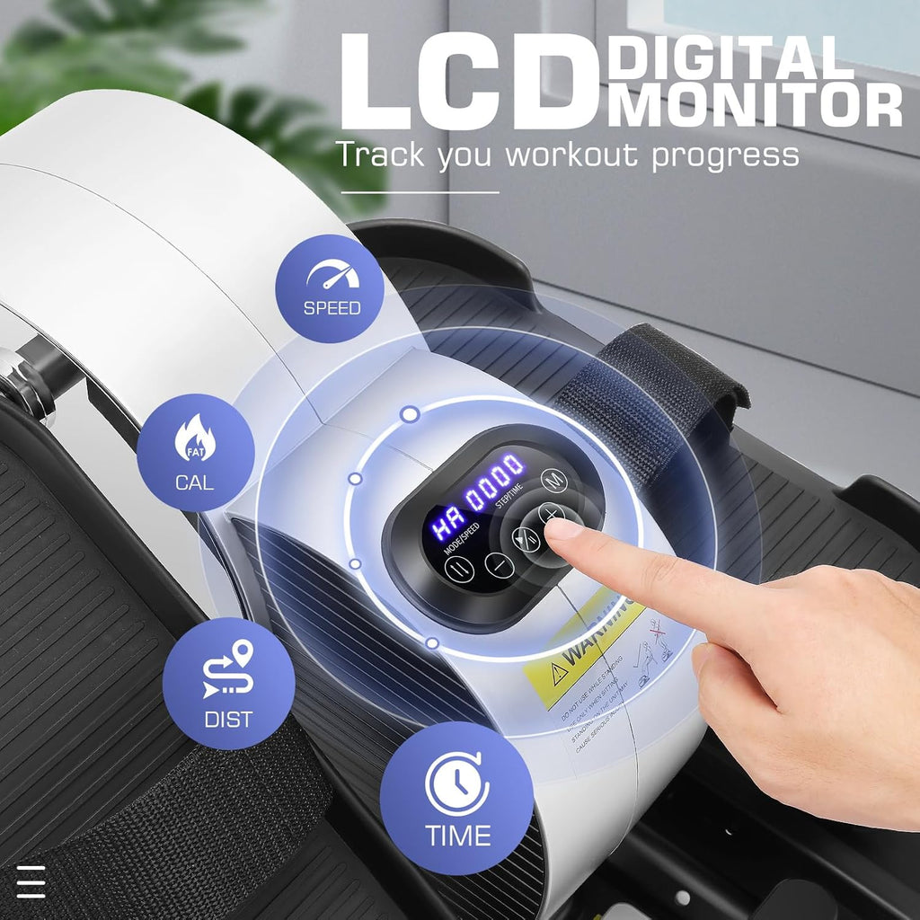 Under Desk Elliptical, Electric Seated Foot Pedal Exerciser with LCD Display Monitor, Remote Control S99969