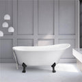 White Soaking Clawfoot Tub with External Drain I233820