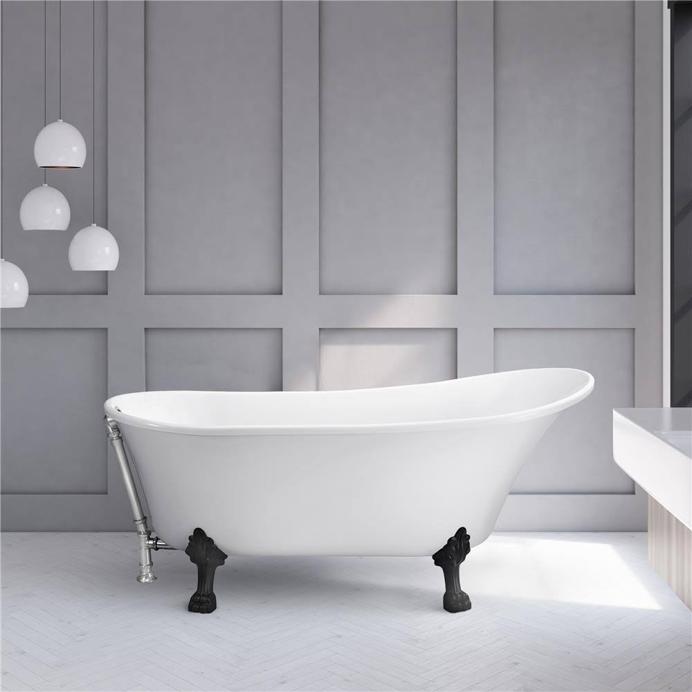 White Soaking Clawfoot Tub with External Drain I233820