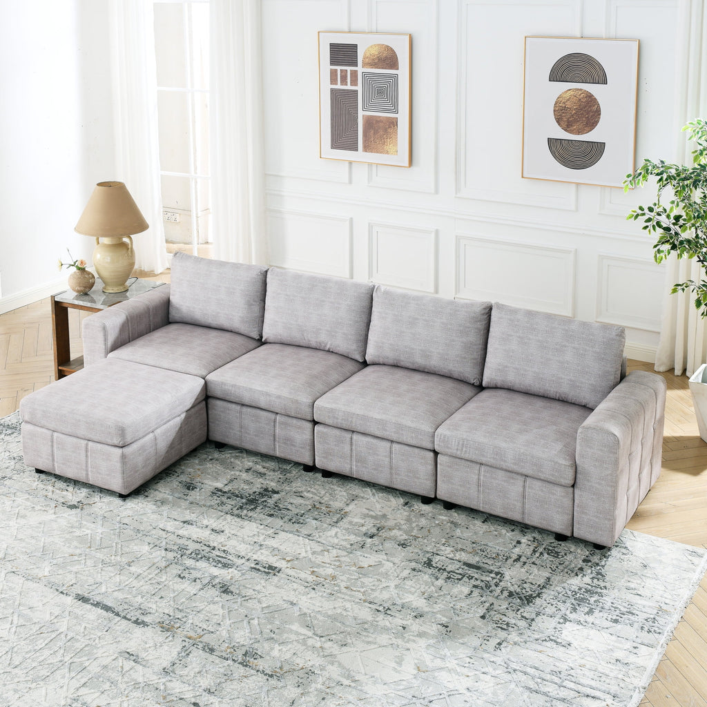 L Shaped Upholstered Modular Sectional Sofa B19564