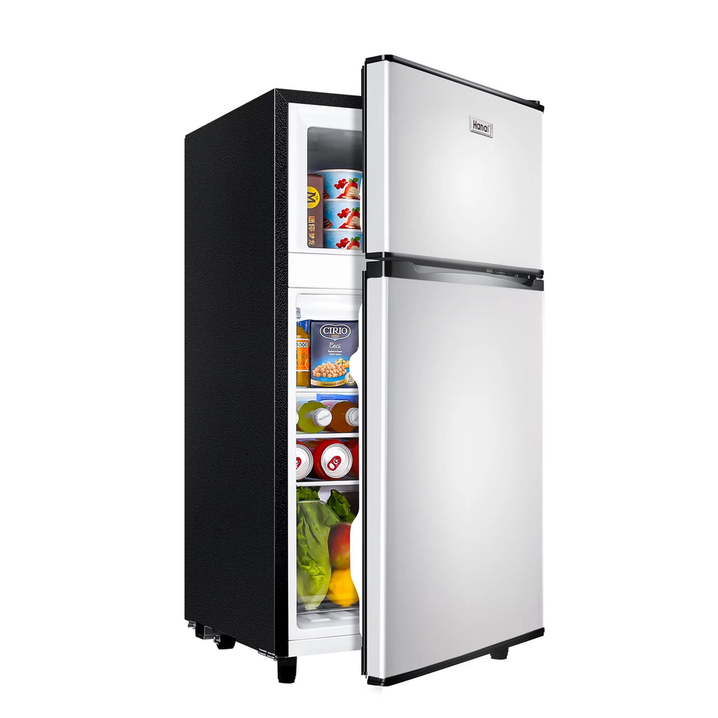 3.5 Cu ft Two Door Mini Fridge with Freezer, Black L471331