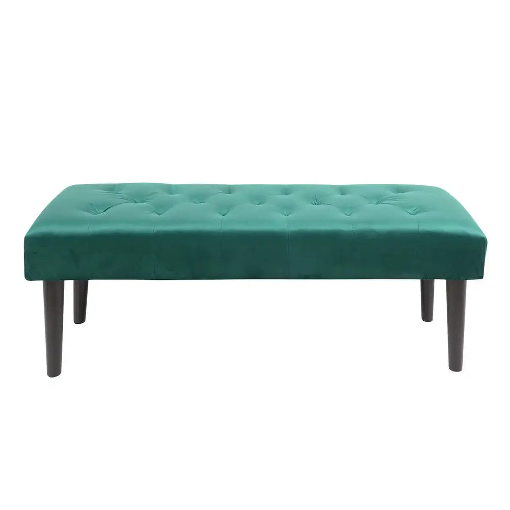 Green Velvet Upholstered Bench with Wooden Legs L853813