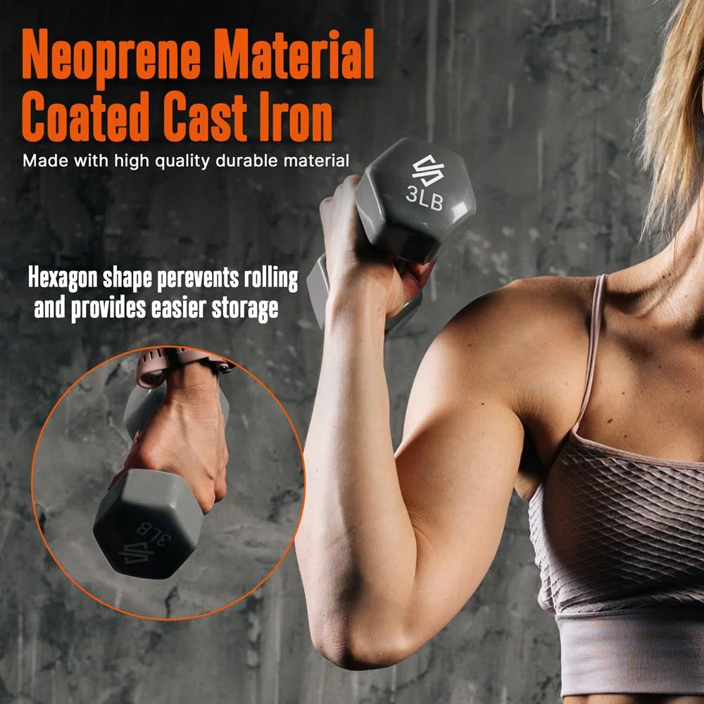 Neoprene Coated Dumbbell Weights Set with Stand G7322