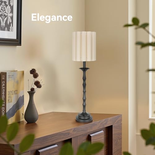 Black Scalloped Table Lamp with Bamboo Lamp Post H2170